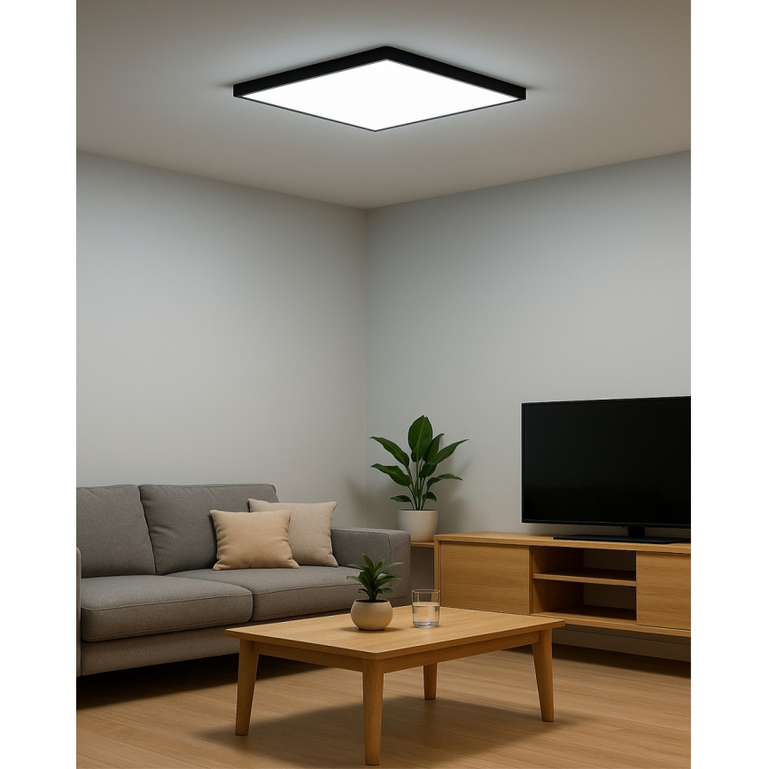 LED stropné svietidlo LED/40W/230V 3000/4000/6500K 50x50 cm čierne